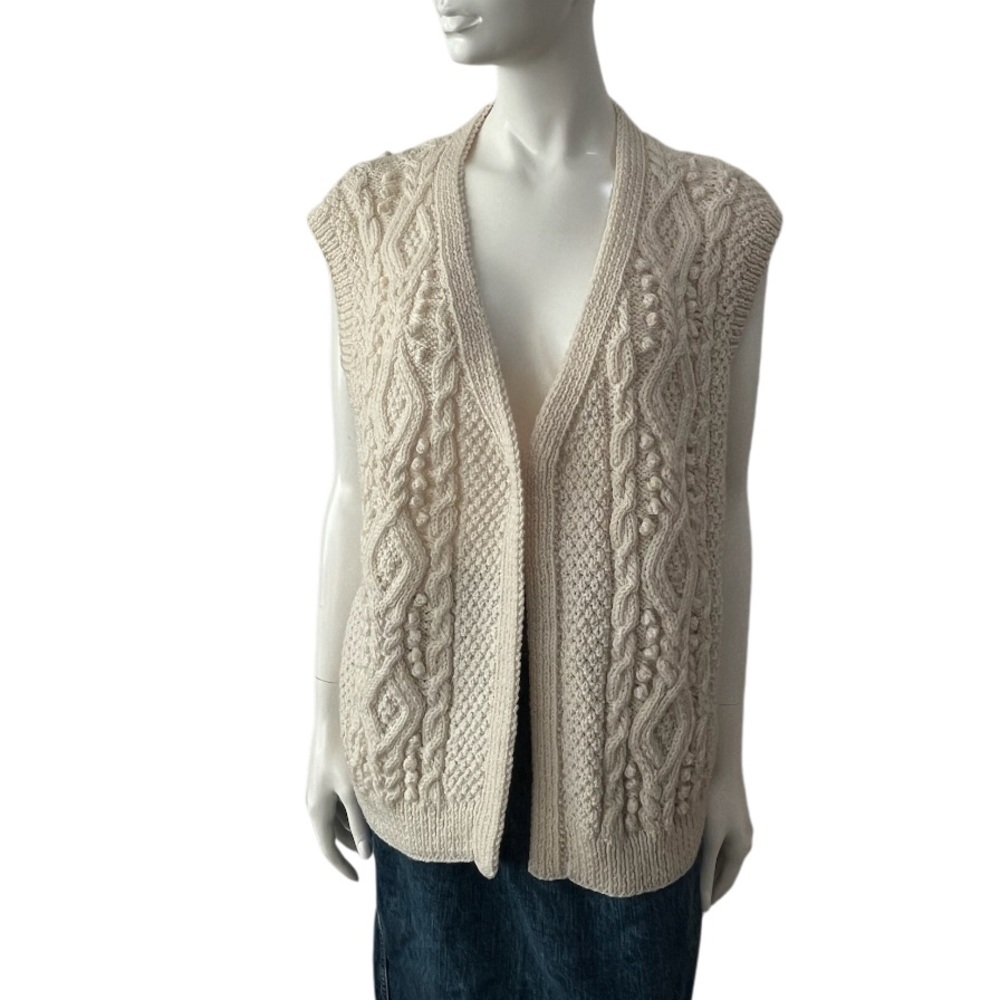 Handknit Cream Cable Knit Vest